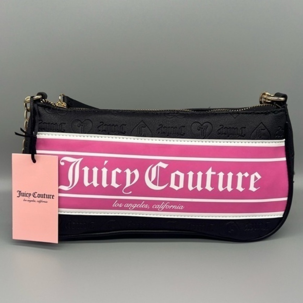Juicy Couture Black and Pink Monogram Logo Shoulder/ Handbag